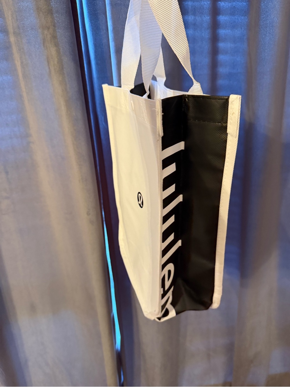 Lululemon White & Black Logo Tote Bag
